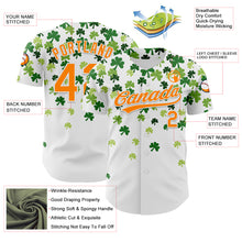 Load image into Gallery viewer, Custom White Bay Orange-Green 3D St. Patrick's Day Shamrock Authentic Baseball Jersey