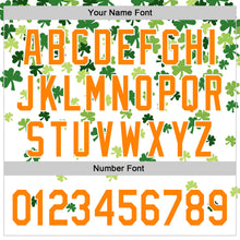 Load image into Gallery viewer, Custom White Bay Orange-Green 3D St. Patrick's Day Shamrock Authentic Baseball Jersey