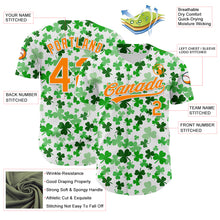 Load image into Gallery viewer, Custom White Bay Orange-Green 3D St. Patrick's Day Shamrock Authentic Baseball Jersey
