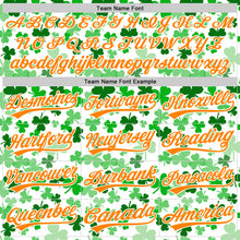 Load image into Gallery viewer, Custom White Bay Orange-Green 3D St. Patrick's Day Shamrock Authentic Baseball Jersey