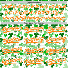 Load image into Gallery viewer, Custom White Bay Orange-Green 3D St. Patrick's Day Shamrock Authentic Baseball Jersey