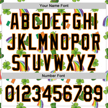 Load image into Gallery viewer, Custom White Black Bay Orange-Green 3D St. Patrick's Day Shamrock Authentic Baseball Jersey