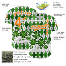 Load image into Gallery viewer, Custom White Bay Orange-Green 3D St. Patrick's Day Shamrock Authentic Baseball Jersey