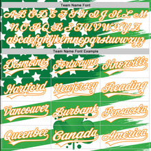 Load image into Gallery viewer, Custom White Bay Orange-Green 3D St. Patrick's Day Shamrock Authentic Baseball Jersey