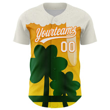 Load image into Gallery viewer, Custom White Bay Orange-Green 3D St. Patrick's Day Shamrock Beer Authentic Baseball Jersey