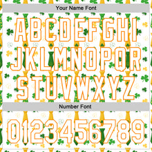 Load image into Gallery viewer, Custom White Bay Orange-Green 3D St. Patrick's Day Shamrock Authentic Baseball Jersey