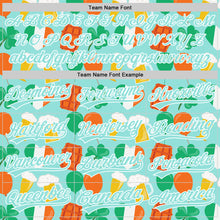 Load image into Gallery viewer, Custom Ice Blue White-Green 3D St. Patrick's Day Shamrock Beer Authentic Baseball Jersey