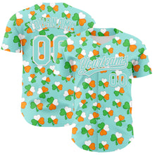 Load image into Gallery viewer, Custom Ice Blue Green-Bay Orange 3D St. Patrick's Day Shamrock Authentic Baseball Jersey