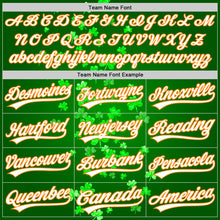 Load image into Gallery viewer, Custom Green White-Bay Orange 3D St. Patrick's Day Shamrock Authentic Baseball Jersey