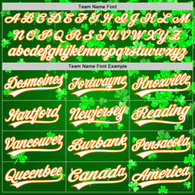 Load image into Gallery viewer, Custom Green White-Bay Orange 3D St. Patrick's Day Shamrock Authentic Baseball Jersey