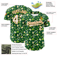 Load image into Gallery viewer, Custom Green White-Bay Orange 3D St. Patrick's Day Shamrock Beer Authentic Baseball Jersey