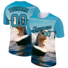 Load image into Gallery viewer, Custom Panther Blue Black 3D Pattern Design Extreme Sport Cartoon Animal Bear Surfing Performance T-Shirt