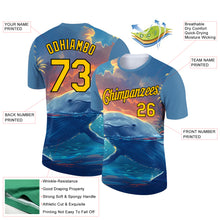 Load image into Gallery viewer, Custom Shadow Blue Gold-White 3D Pattern Design Extreme Sport Marine Aquatic Animal Whale Performance T-Shirt