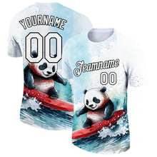 Load image into Gallery viewer, Custom White Black 3D Pattern Design Extreme Sport Cartoon Animal Panda Surfing Performance T-Shirt