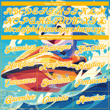 Load image into Gallery viewer, Custom Sky Blue Gold-White 3D Pattern Design Extreme Sport Cartoon Animal Dolphin Surfing Performance T-Shirt