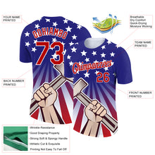 Load image into Gallery viewer, Custom Dark Purple Red-White 3D Pattern Design American Flag Tool Hammer Labor Day Performance T-Shirt