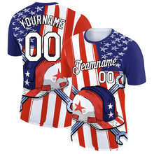 Load image into Gallery viewer, Custom Red Blue-Black 3D Pattern Design American Flag Tool Wrench Labor Day Performance T-Shirt