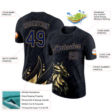 Load image into Gallery viewer, Custom Black Navy-Old Gold 3D Esports Performance T-Shirt