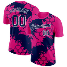 Load image into Gallery viewer, Custom Hot Pink Navy-White 3D Esports Performance T-Shirt