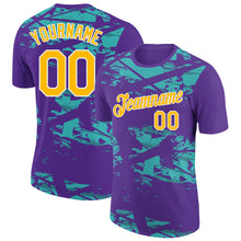 Load image into Gallery viewer, Custom Purple Gold-Aqua 3D Esports Performance T-Shirt