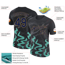 Load image into Gallery viewer, Custom Black Navy Aqua Gray-Old Gold 3D Esports Performance T-Shirt