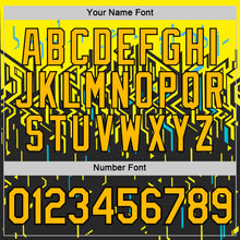 Load image into Gallery viewer, Custom Black Gold Light Yellow-Sky Blue 3D Esports Performance T-Shirt