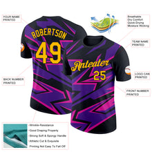 Load image into Gallery viewer, Custom Black Gold Purple-Deep Pink 3D Esports Performance T-Shirt