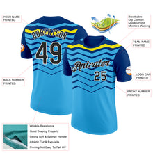 Load image into Gallery viewer, Custom Sky Blue Black US Navy Blue-Light Yellow 3D Esports Performance T-Shirt