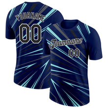 Load image into Gallery viewer, Custom Navy Black Ice Blue-Steel Gray 3D Esports Performance T-Shirt