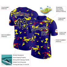 Load image into Gallery viewer, Custom Dark Purple Black Fire Red Light Yellow-Navy 3D Esports Performance T-Shirt