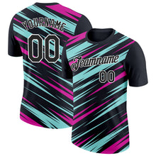 Load image into Gallery viewer, Custom Black Ice Blue-Deep Pink 3D Esports Performance T-Shirt