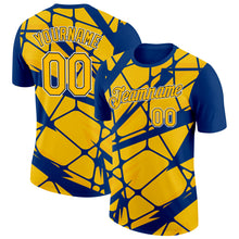 Load image into Gallery viewer, Custom Thunder Blue Gold-Black 3D Esports Performance T-Shirt