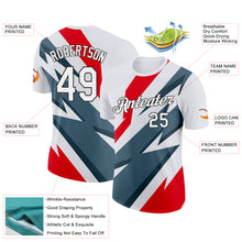 Load image into Gallery viewer, Custom White Fire Red Shadow Blue-Black 3D Esports Performance T-Shirt