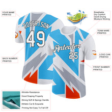Load image into Gallery viewer, Custom White Sky Blue Orange-Gray 3D Esports Performance T-Shirt
