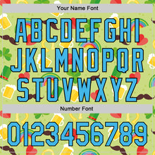 Load image into Gallery viewer, Custom Green Sky Blue-Black 3D St. Patrick's Day Shamrock Beer Authentic Baseball Jersey