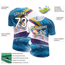 Load image into Gallery viewer, Custom White Black 3D Pattern Design Sailing Cruise Ship Columbus Day Performance T-Shirt