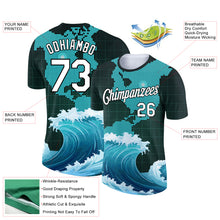 Load image into Gallery viewer, Custom Midnight Green White-Black 3D Pattern Design Travel Sailing Columbus Day Performance T-Shirt