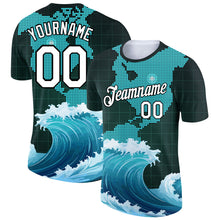 Load image into Gallery viewer, Custom Midnight Green White-Black 3D Pattern Design Travel Sailing Columbus Day Performance T-Shirt