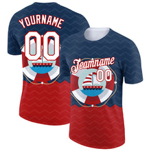 Load image into Gallery viewer, Custom Navy White-Red 3D Pattern Design Sailing Ship Columbus Day Performance T-Shirt
