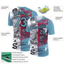 Load image into Gallery viewer, Custom Shadow Blue Black 3D Pattern Design Sailing Compass Columbus Day Performance T-Shirt