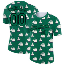 Load image into Gallery viewer, Custom Kelly Green Black 3D Pattern Design Sailing Ship Columbus Day Performance T-Shirt