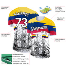 Load image into Gallery viewer, Custom Gold Royal Red-Black 3D Pattern Design Sailing Ship Columbus Day Colombian Flag Performance T-Shirt