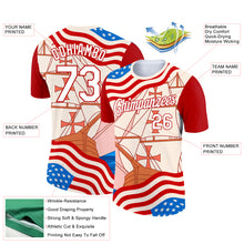 Load image into Gallery viewer, Custom City Cream White-Red 3D Pattern Design Sailing Ship Columbus Day American Flag Performance T-Shirt