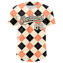 Load image into Gallery viewer, Custom Cream Black 3D Pattern Design Father's Day Mustache Authentic Baseball Jersey