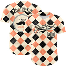 Load image into Gallery viewer, Custom Cream Black 3D Pattern Design Father's Day Mustache Authentic Baseball Jersey