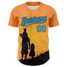 Load image into Gallery viewer, Custom Bay Orange Sky Blue-Black 3D Pattern Design Father's Day Family Love Authentic Baseball Jersey