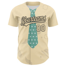 Load image into Gallery viewer, Custom Cream Black 3D Pattern Design Father's Day Tie Authentic Baseball Jersey