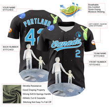 Load image into Gallery viewer, Custom Black Sky Blue-White 3D Pattern Design Father's Day Family Love Authentic Baseball Jersey