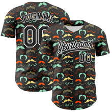 Load image into Gallery viewer, Custom Black White 3D Pattern Design Father's Day Mustache Authentic Baseball Jersey