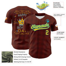 Load image into Gallery viewer, Custom Brown Yellow-Lakes Blue 3D Pattern Design Father's Day King Crown Authentic Baseball Jersey